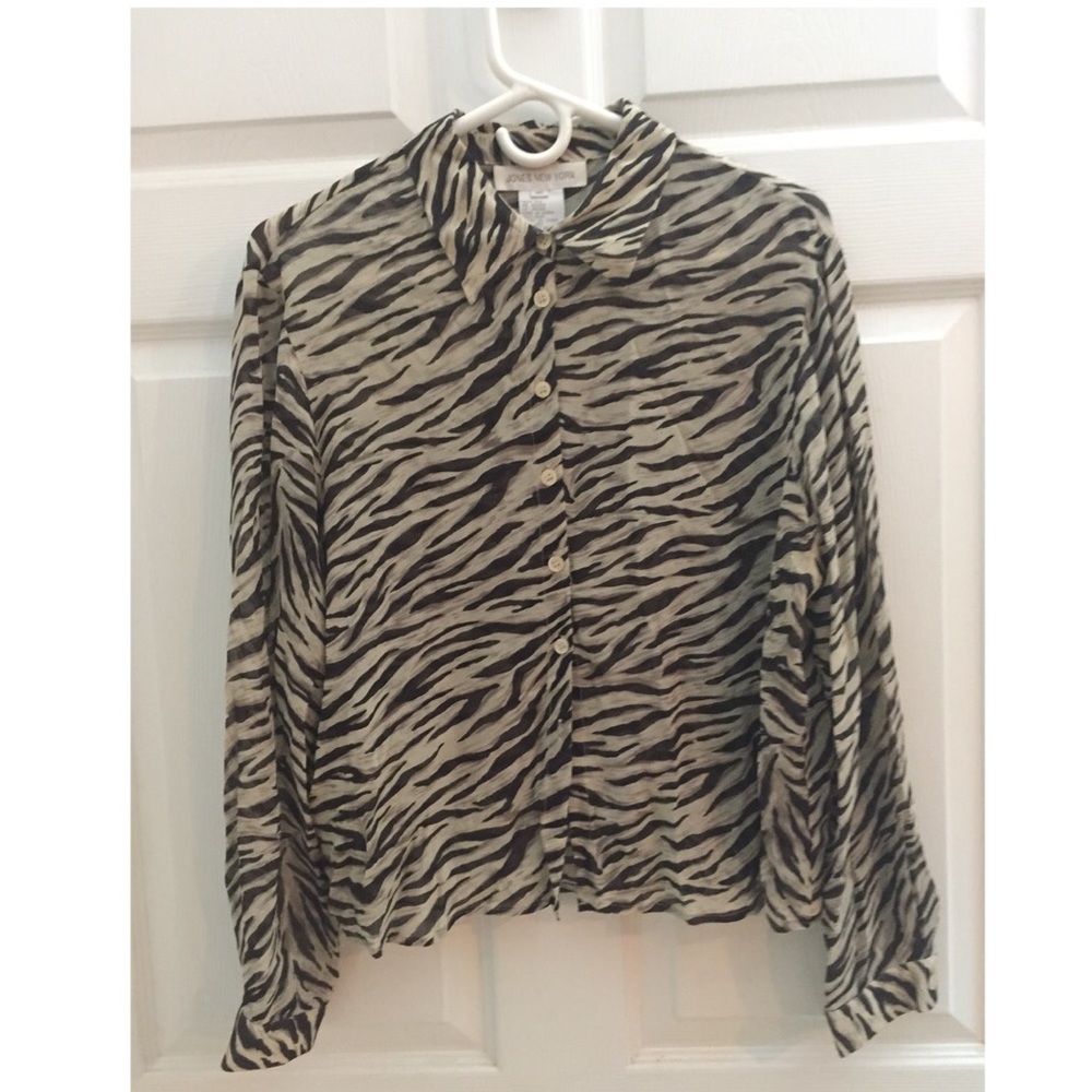 Sheer animal print blouse